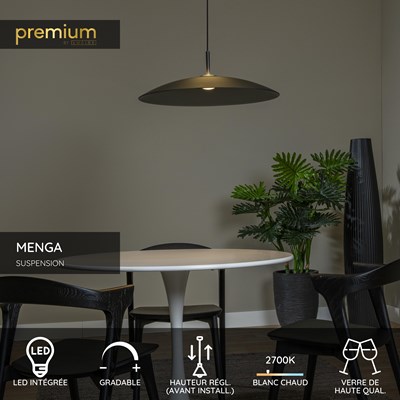 Lucide MENGA - Suspension - Ø 60 cm - LED Dim. - 1x18,6W 2700K - Fumé | Premium